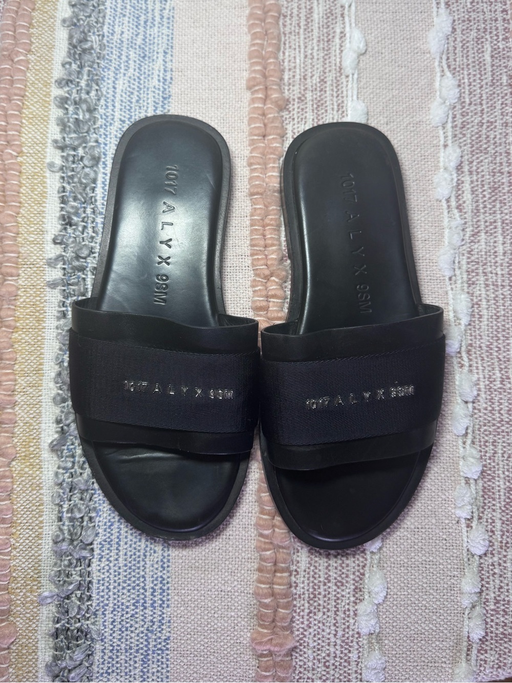 1017 ALYX 9SM Black Logo Band Slide Sandals